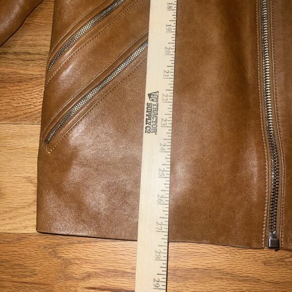 Cadogan Jaxon Men's Leather Biker Jacket In Sienna Brown Size Large - Picture 4 of 16